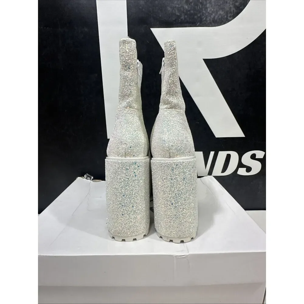 Y.R.U. Krush Platform Boots in White Glitter - Size 10 - Picture 5 of 9